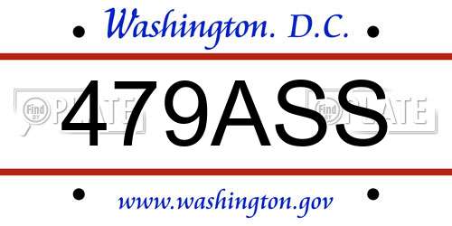 479ASS District Of Columbia License Plate