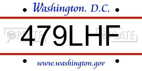 479LHF District Of Columbia License Plate