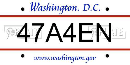 47A4EN District Of Columbia License Plate