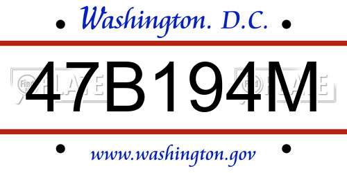 47B194M District Of Columbia License Plate
