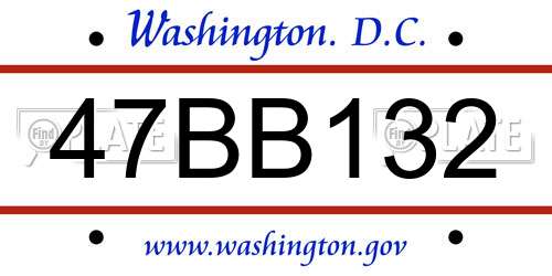 47BB132 District Of Columbia License Plate