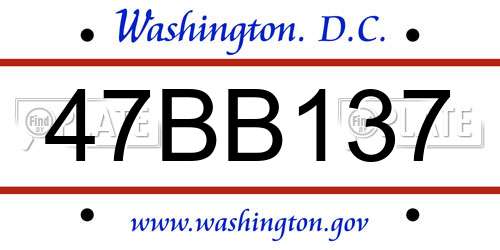 47BB137 District Of Columbia License Plate