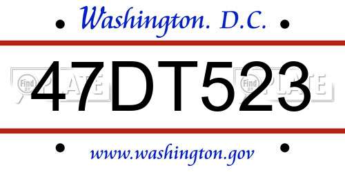 47DT523 District Of Columbia License Plate
