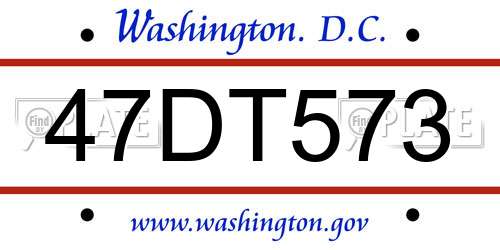 47DT573 District Of Columbia License Plate