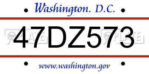 47DZ573 District Of Columbia License Plate