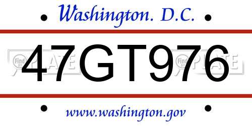 47GT976 District Of Columbia License Plate