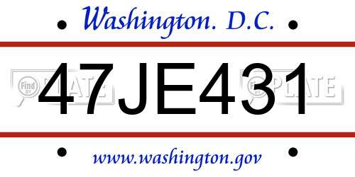 47JE431 District Of Columbia License Plate