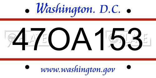 47OA153 District Of Columbia License Plate