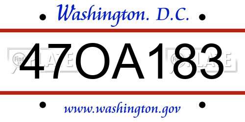 47OA183 District Of Columbia License Plate