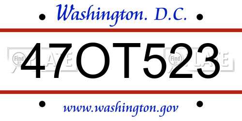 47OT523 District Of Columbia License Plate