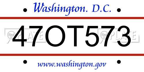 47OT573 District Of Columbia License Plate