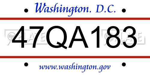 47QA183 District Of Columbia License Plate