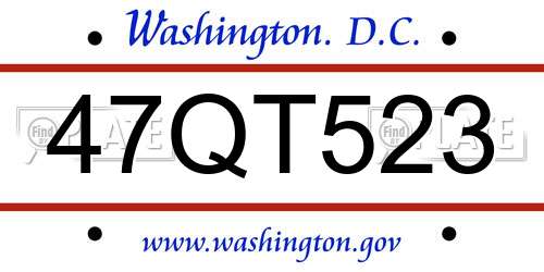 47QT523 District Of Columbia License Plate