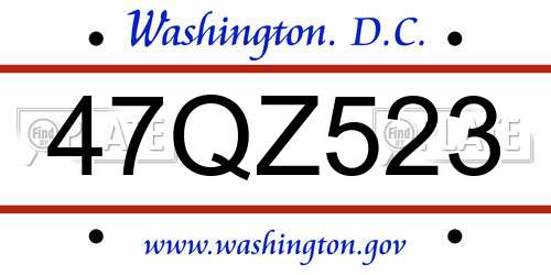 47QZ523 District Of Columbia License Plate