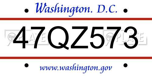 47QZ573 District Of Columbia License Plate