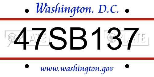 47SB137 District Of Columbia License Plate