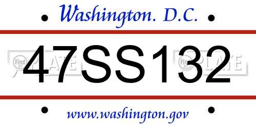 47SS132 District Of Columbia License Plate