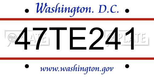 47TE241 District Of Columbia License Plate