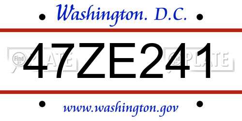 47ZE241 District Of Columbia License Plate