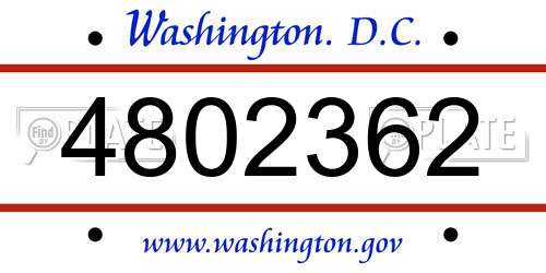 4802362 District Of Columbia License Plate