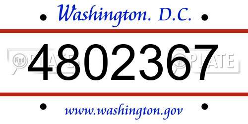 4802367 District Of Columbia License Plate