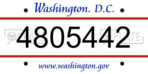 4805442 District Of Columbia License Plate