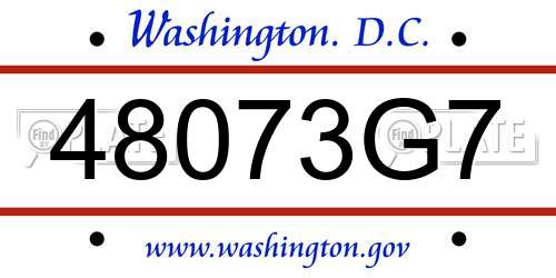 48073G7 District Of Columbia License Plate