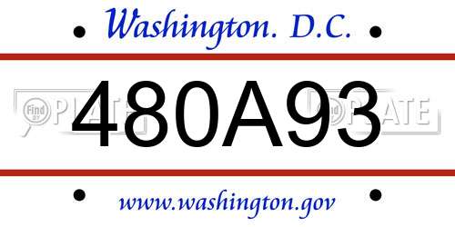 480A93 District Of Columbia License Plate