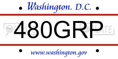 480GRP District Of Columbia License Plate
