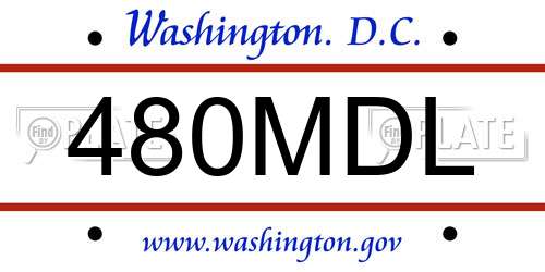 480MDL District Of Columbia License Plate
