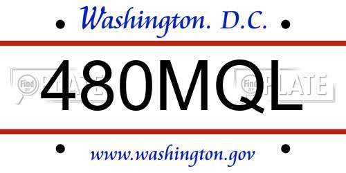 480MQL District Of Columbia License Plate
