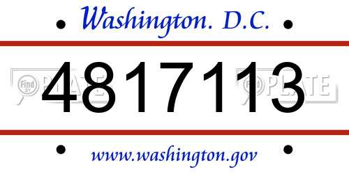 4817113 District Of Columbia License Plate