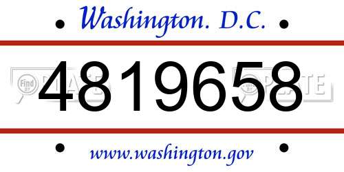 4819658 District Of Columbia License Plate