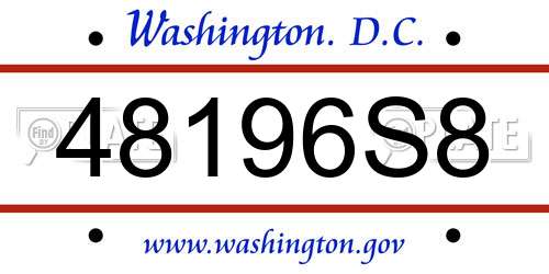 48196S8 District Of Columbia License Plate