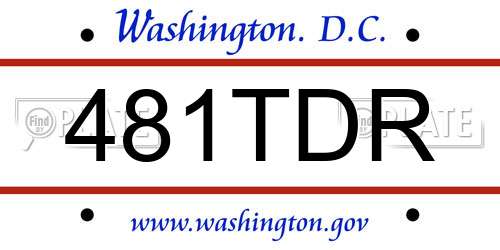 481TDR District Of Columbia License Plate