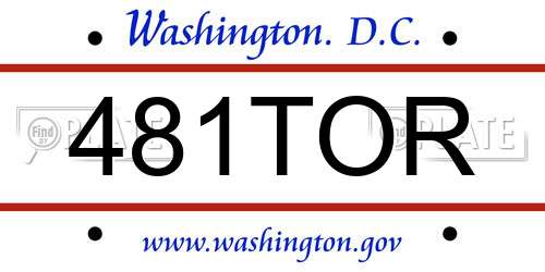 481TOR District Of Columbia License Plate