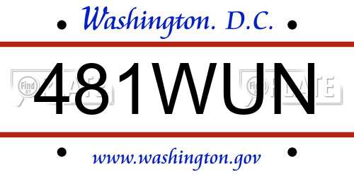 481WUN District Of Columbia License Plate