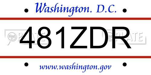 481ZDR District Of Columbia License Plate