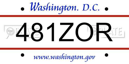 481ZOR District Of Columbia License Plate