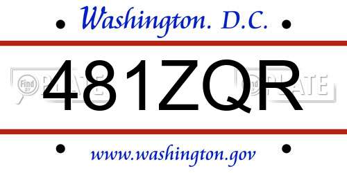 481ZQR District Of Columbia License Plate