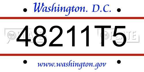 48211T5 District Of Columbia License Plate