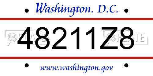 48211Z8 District Of Columbia License Plate