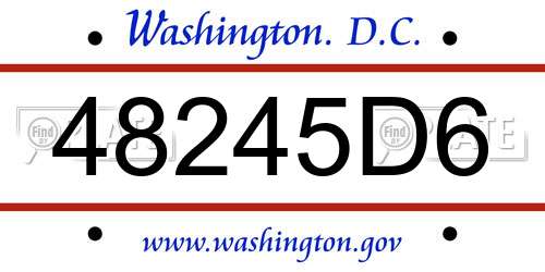 48245D6 District Of Columbia License Plate