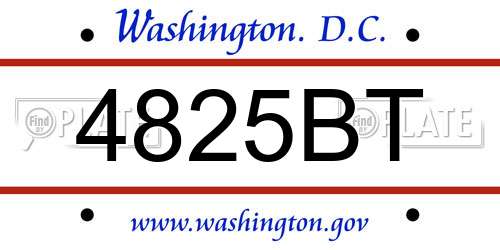 4825BT District Of Columbia License Plate