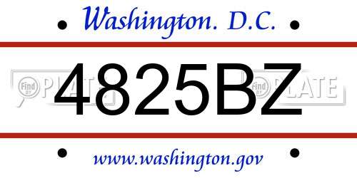 4825BZ District Of Columbia License Plate