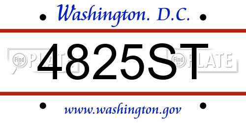 4825ST District Of Columbia License Plate