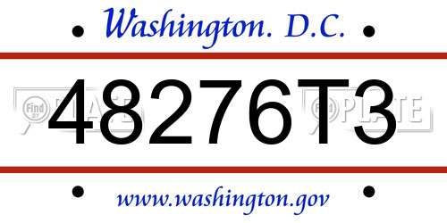 48276T3 District Of Columbia License Plate