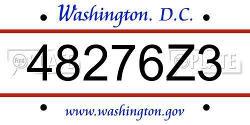 48276Z3 District Of Columbia License Plate