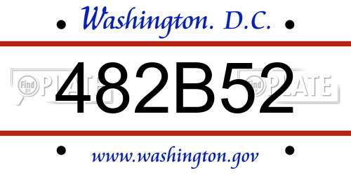 482B52 District Of Columbia License Plate