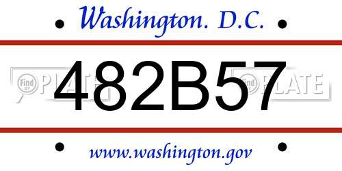 482B57 District Of Columbia License Plate